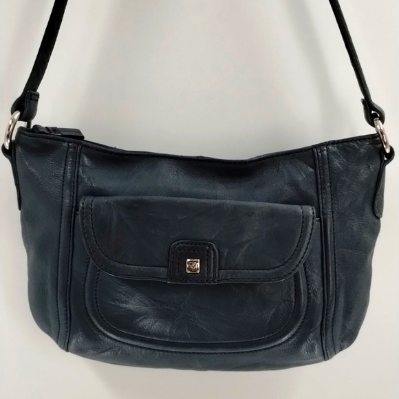 Stone Mountain leather green shoulder bag zip top with multiple pockets - Picture 1 of 8